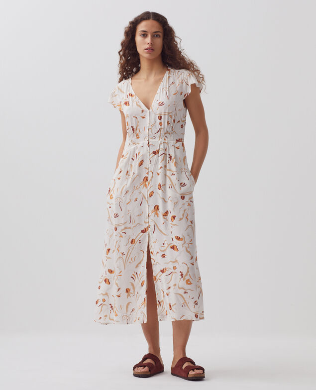 LUDIVINE - Fluid printed dress H302 delicate fl natural