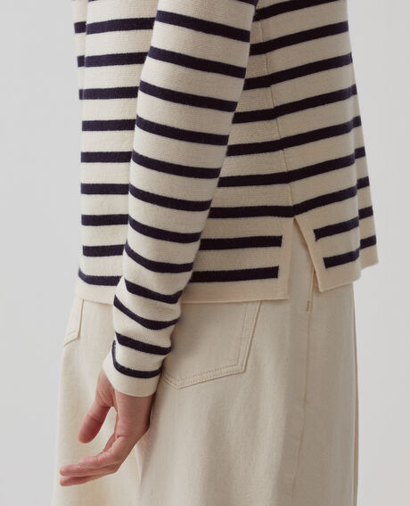 MADDY - Striped merino wool jumper 8842 01 offwhite 2wju244w21