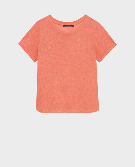 AMANDINE - linen round neck t-shirt 21 light orange 2ste055f05