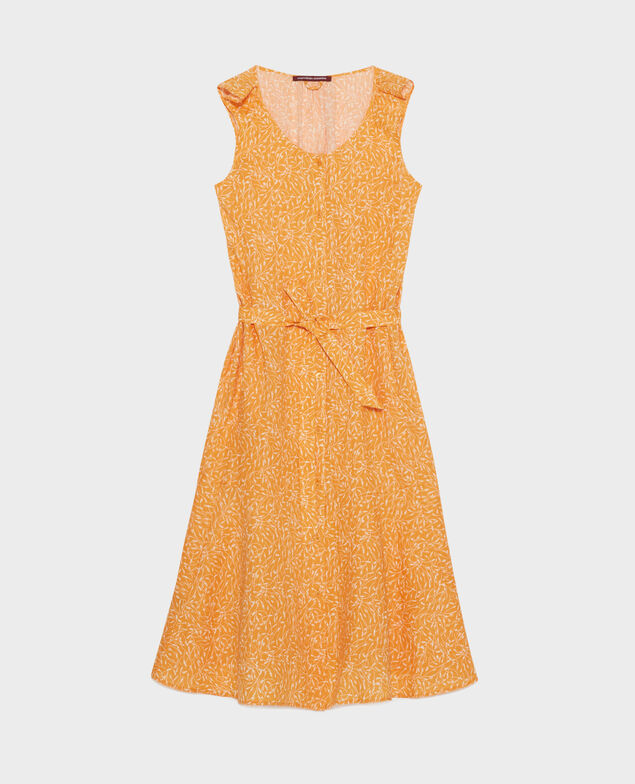 Flared linen dress 91 print orange