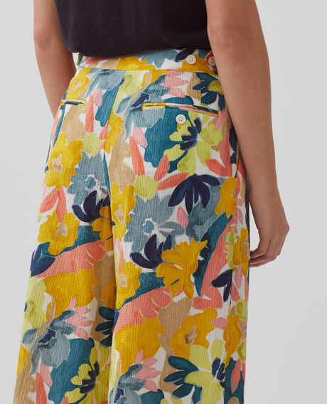 YVONNE - Loose cotton trousers 0430 palmeraie yellow 3spa290c10