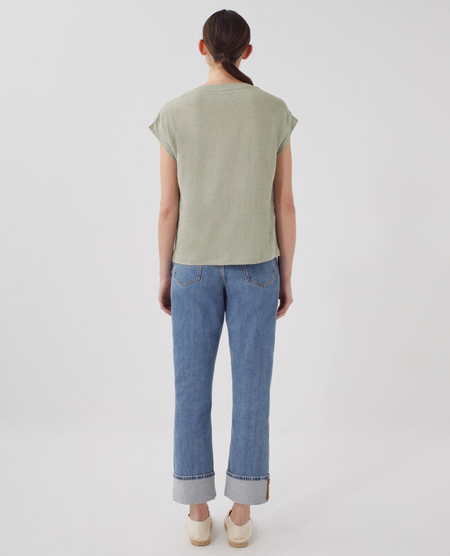 KARO - Boxy linen t-shirt U520 green