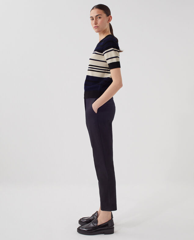 Short-sleeve cotton jumper J695 st ecru navy