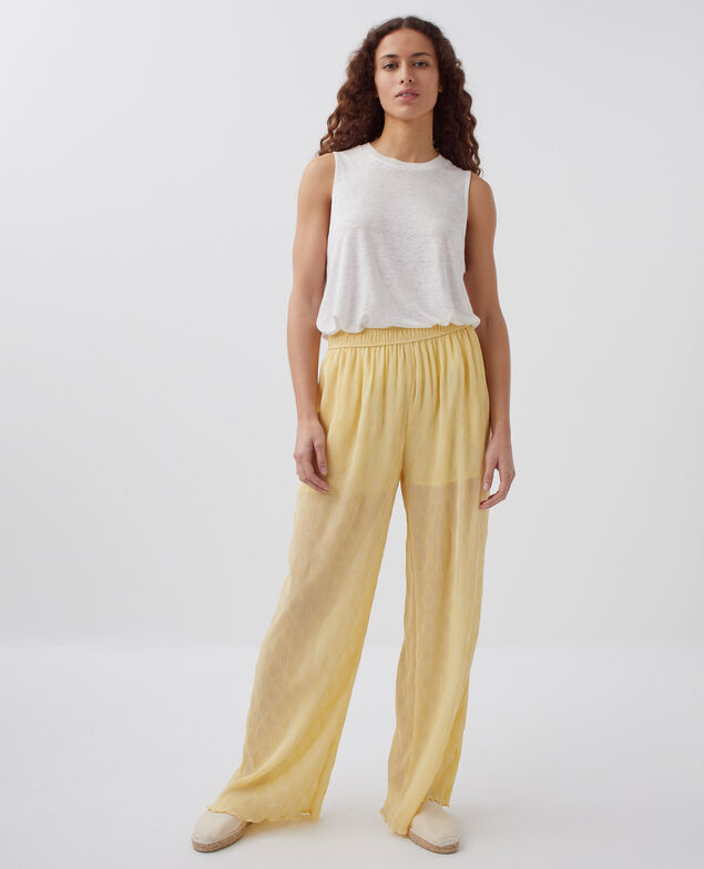 Loose silky trousers H400 straw yellow