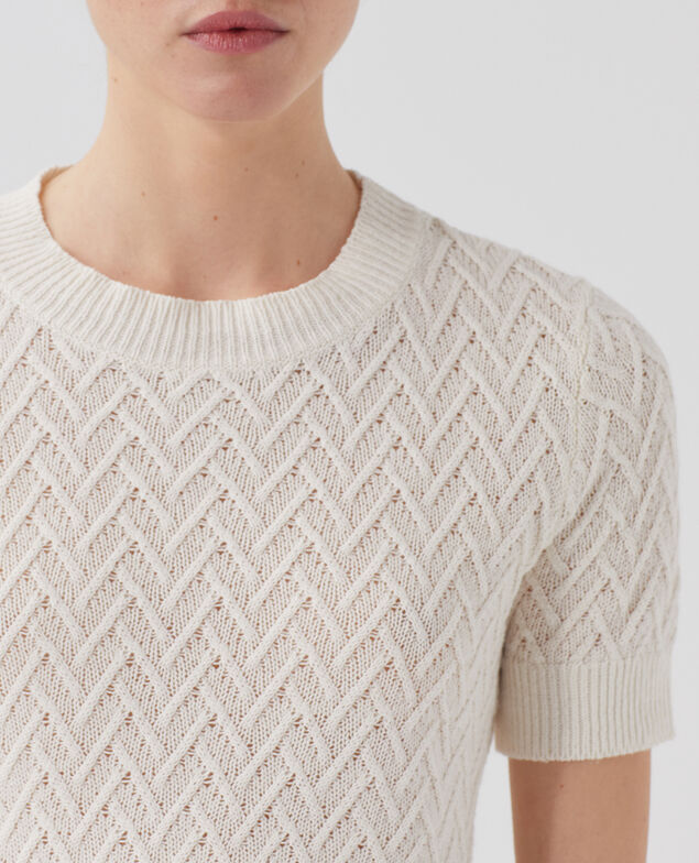 Short-sleeve linen jumper H303 white swan