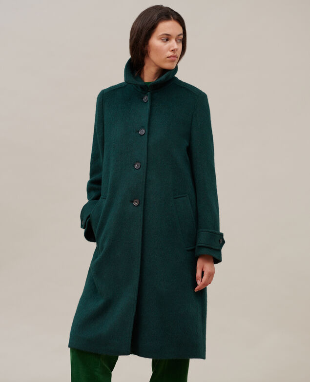 Straight coat in textured wool