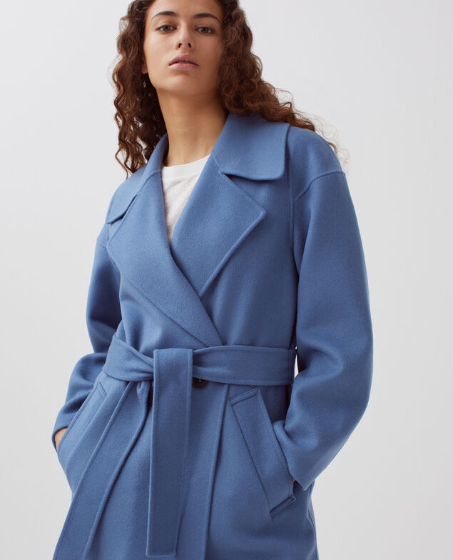 Double-faced wool and cashmere pea coat