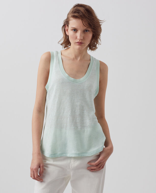 Linen tank top 0500 surf spray green