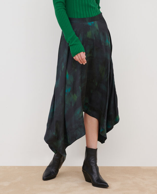 Silky maxi skirt A581 print bolero green 3wsk075v23