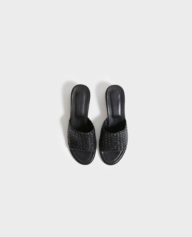 Leather heeled sandals 09 black