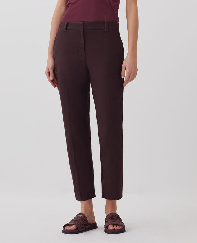 MARGUERITE - Cigarette trousers J790 chocolate plum