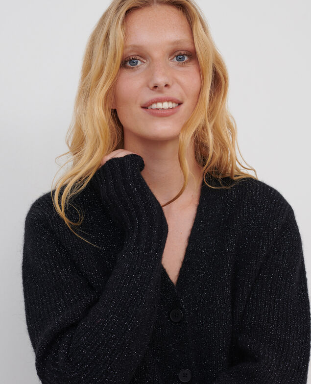 Alpaca blend cardigan A092 black knit