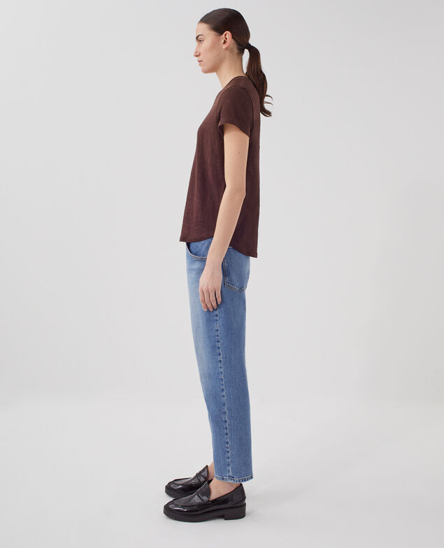 AMANDINE: linen round neck t-shirt U190 wine