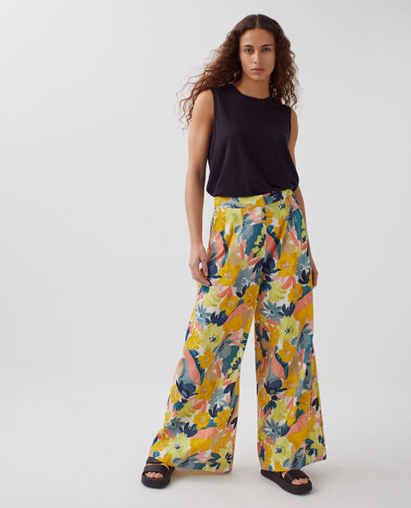 YVONNE - Loose cotton trousers 0430 palmeraie yellow 3spa290c10
