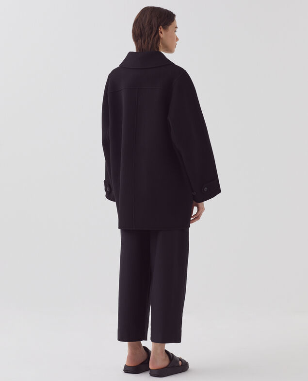 Double-sided wool and cashmere peacoat