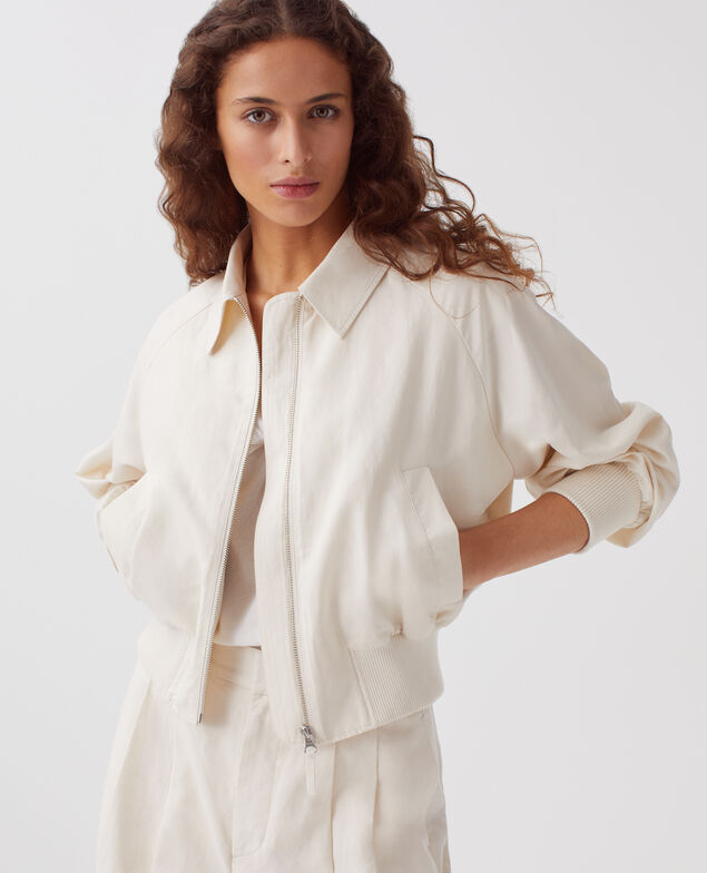 Zip-up jacket J314 beige