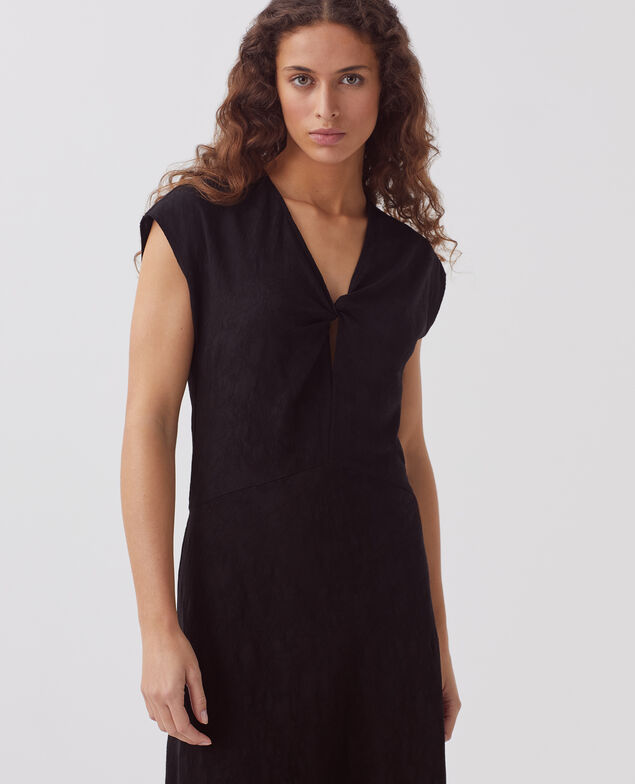 Loose cable knit maxi dress H091 black beauty