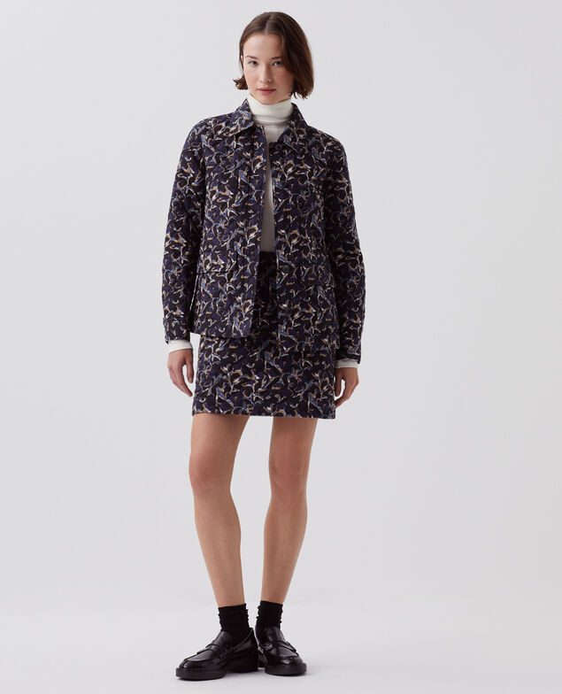 Quilted cotton jacket I686 new fl ikat navy