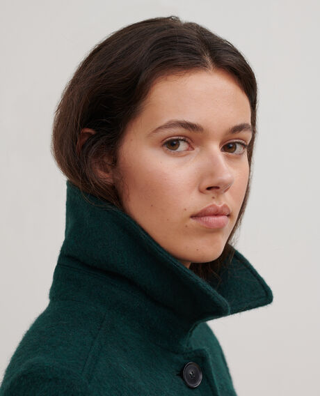 Straight coat in textured wool 8880 59 darkgreen 2wco201w10