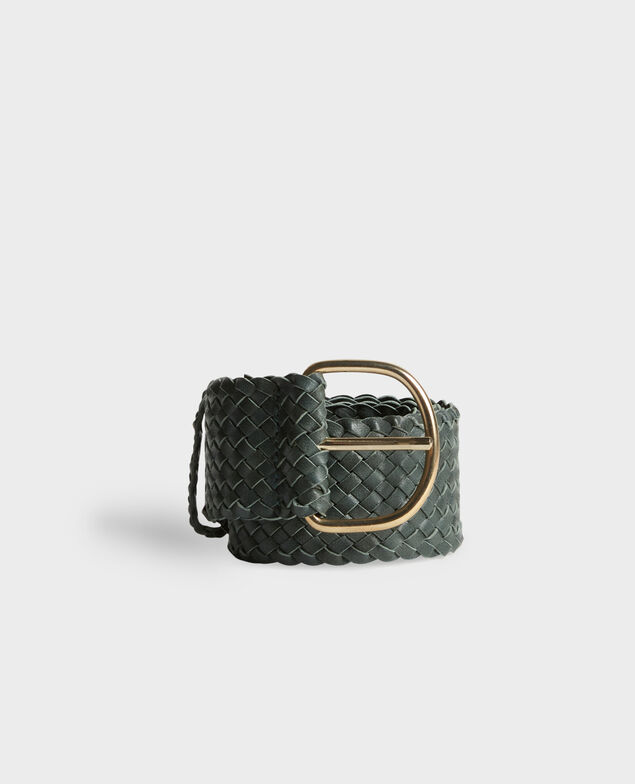 Leather belt 58 green
