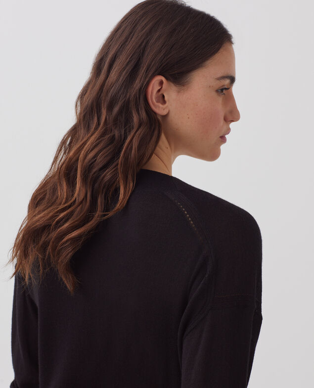 Wool and silk V-neck jumper H091 black beauty