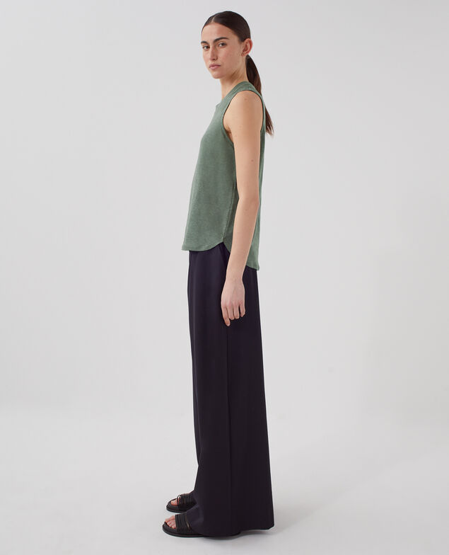 MARCELLE - Linen tank top U570 olive