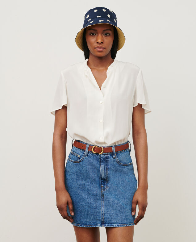 Short-sleeve fluid blouse 0007 white