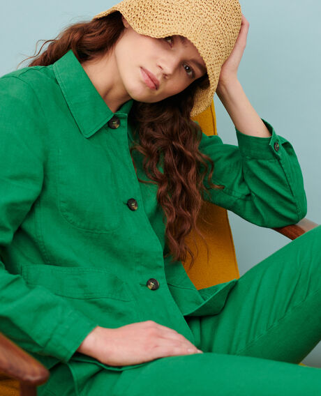 Linen jacket 0542 pine green 3sja184f03