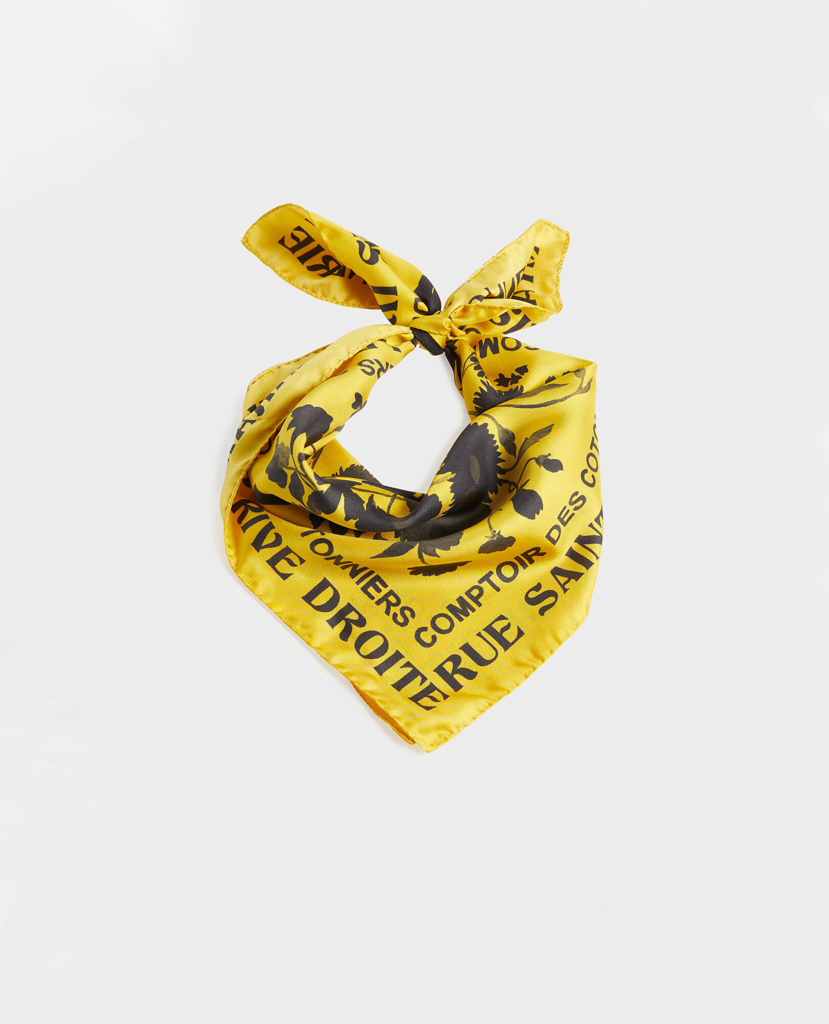 Square silk scarf Lemon curry Maraiche