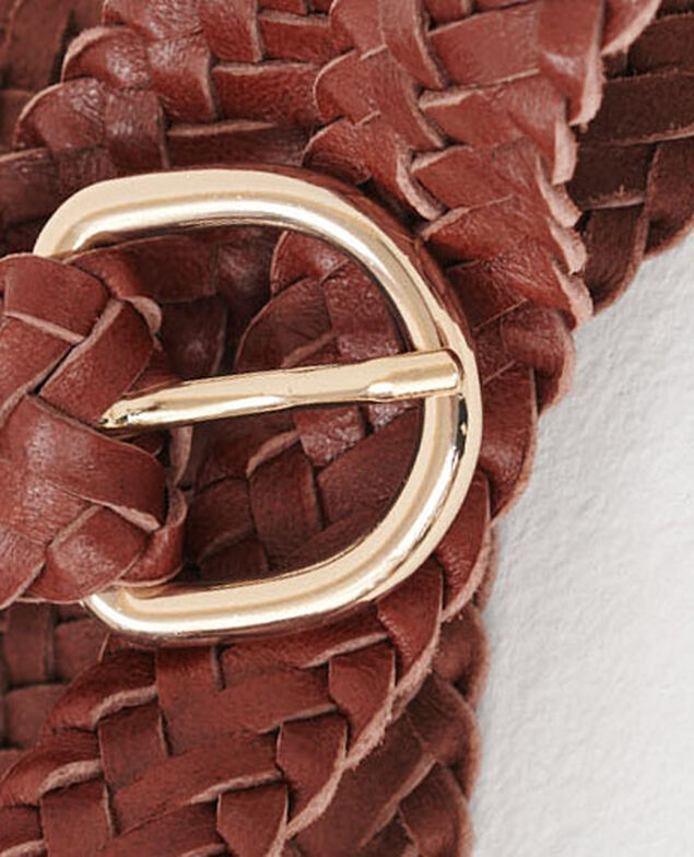 Skinny braided leather belt