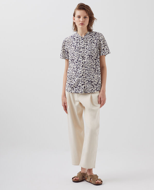 Short-sleeve fluid blouse H000 petal blue