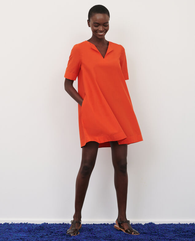 Short cotton and silk dress Pureed pumpkin