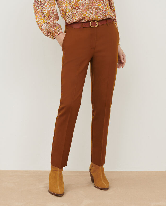 MARGUERITE - Wool cigarette trousers A490 mustard 3wpa107w04