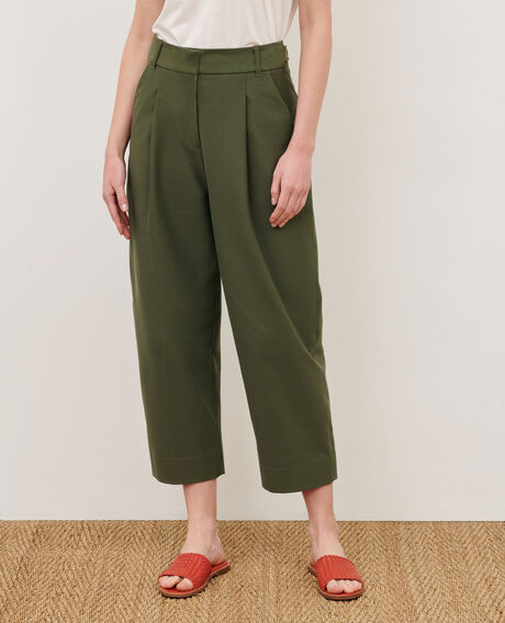 PEGGY - Jersey twill trousers 0571 thyme green 3spj020p04
