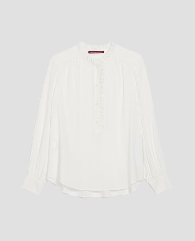 Ruffled blouse H013 gardenia