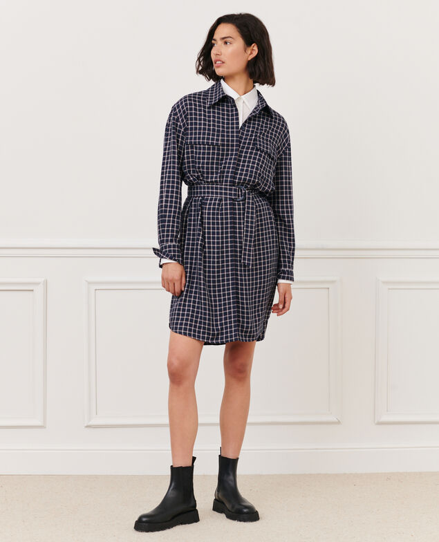 Check shirt dress 8869 69 navy check