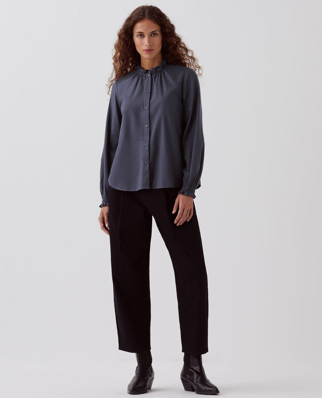 Ruffle neck blouse I083 odyssey gray