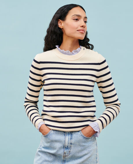 MADDY - Striped merino wool jumper Stp jtst nsky Liselle