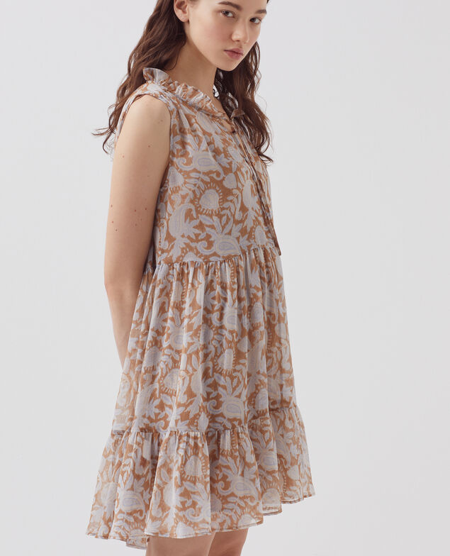 Silky sleeveless dress H340 cashmire brown