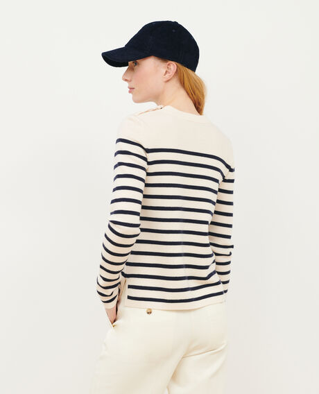 MADDY - Striped merino wool jumper 8842 01 offwhite 2wju244w21