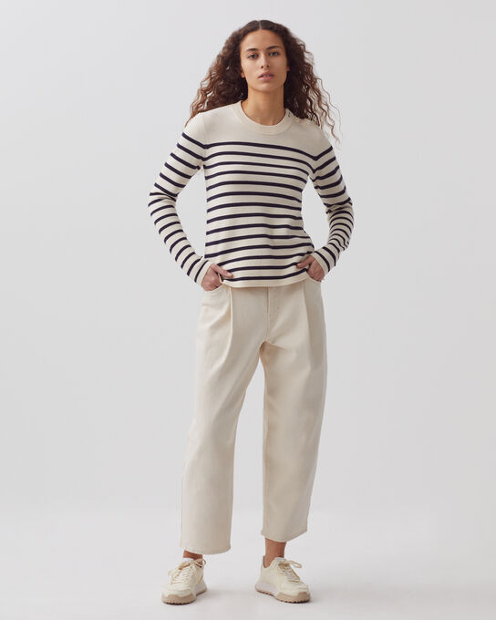 MADDY - Striped merino wool jumper 8842 01 OFFWHITE