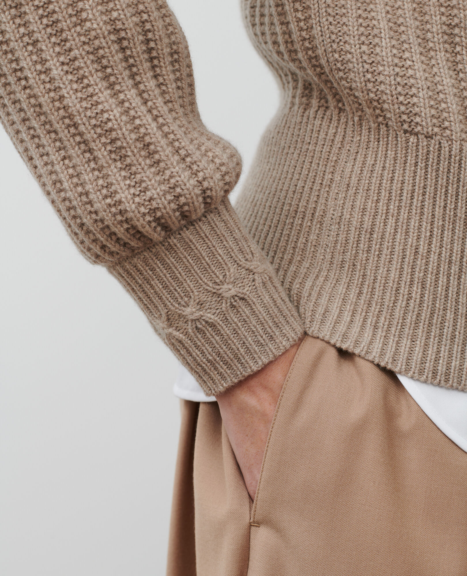 Rib knit new wool jumper Latte Ploido