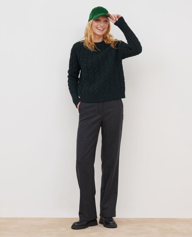 Merino wool blend round neck jumper A591 dark green pine