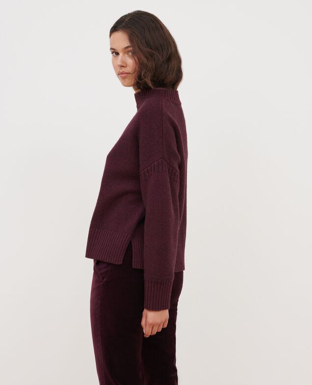 Merino wool blend funnel neck jumper