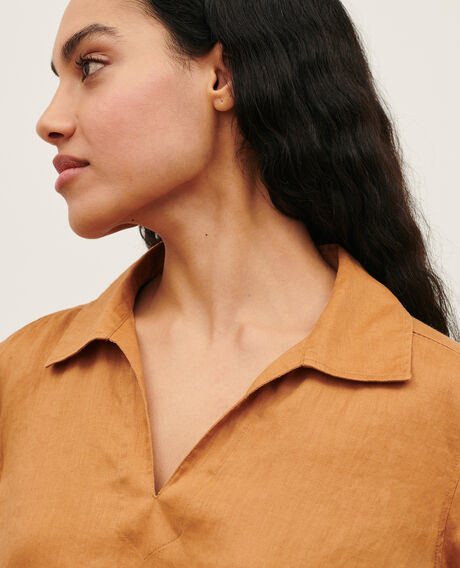 DAISY - Floaty linen dress 0320 almond brown 3sdr016f04
