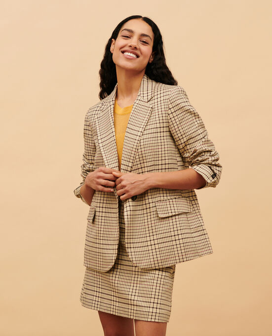 Cotton blend blazer 0400 CREAM CHECKS