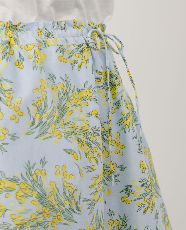 Floral cotton voile skirt 93 print blue
