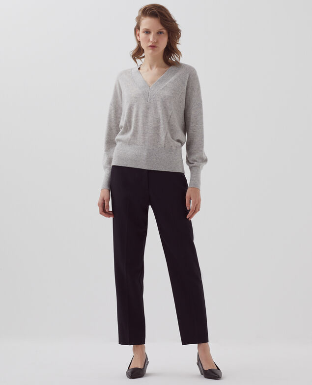 Cashmere V-neck jumper I020 ashen gray
