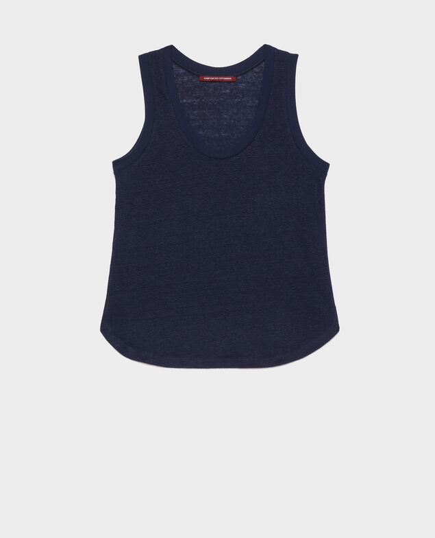 Linen tank top 4232 maritime blue