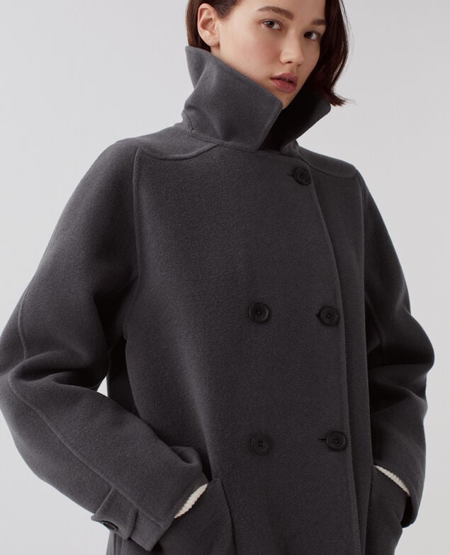 Mid-length double face coat U060 gray